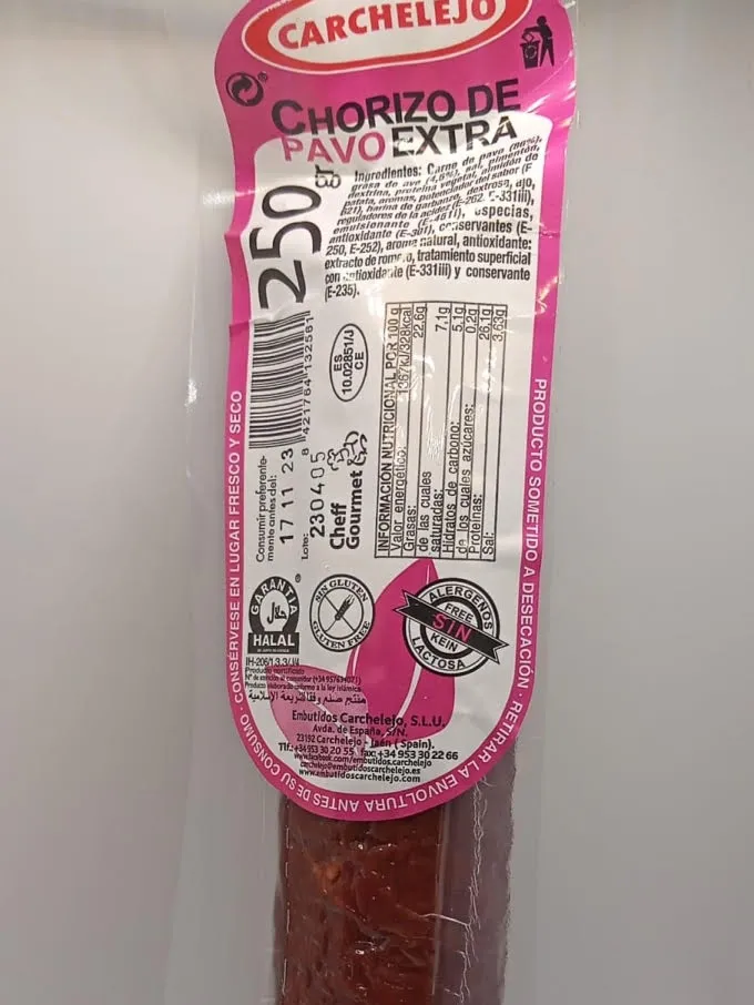 Chorizo de pavo Carchelejo